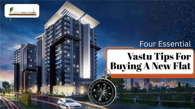 Modern high-rise apartment building with Vastu alignment, energy flow considerations, in a cityscape setting.